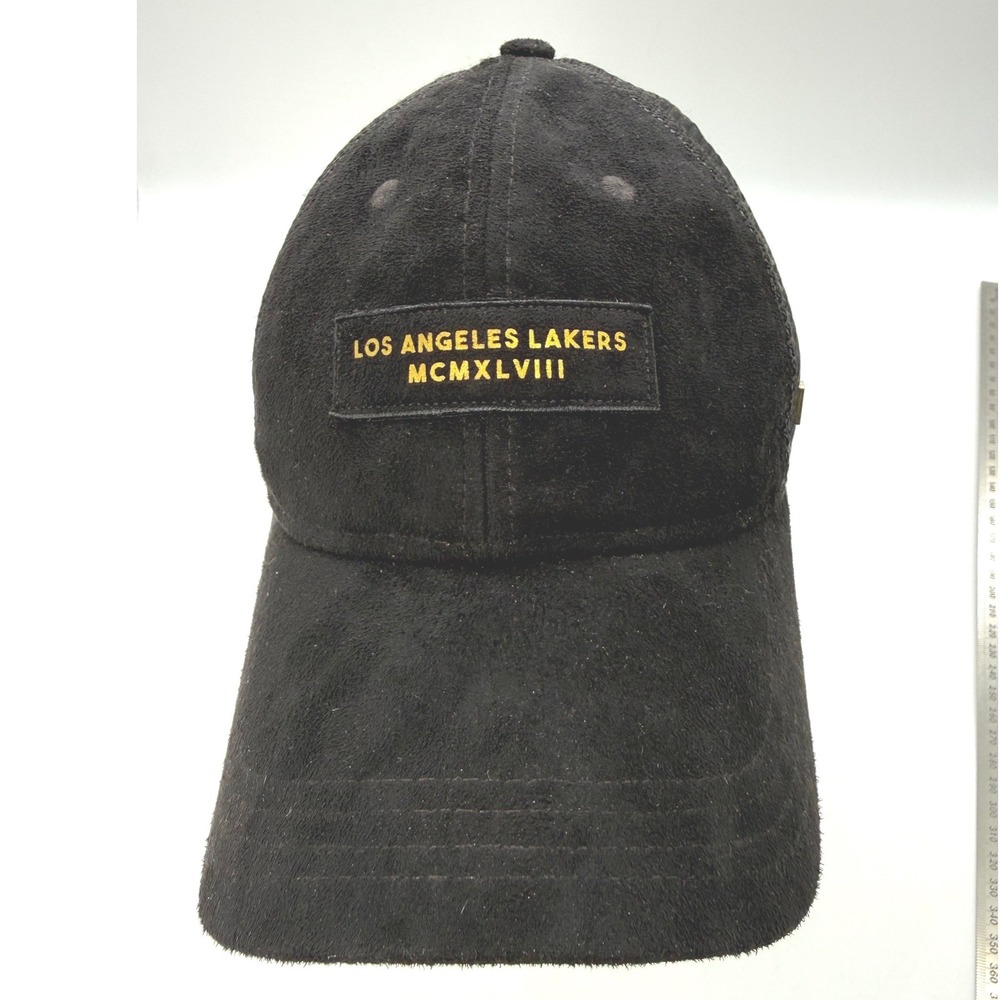 Rare New Era Black Label Los Angeles‎ Lakers Trucker Hat Suede Adjustable Black
